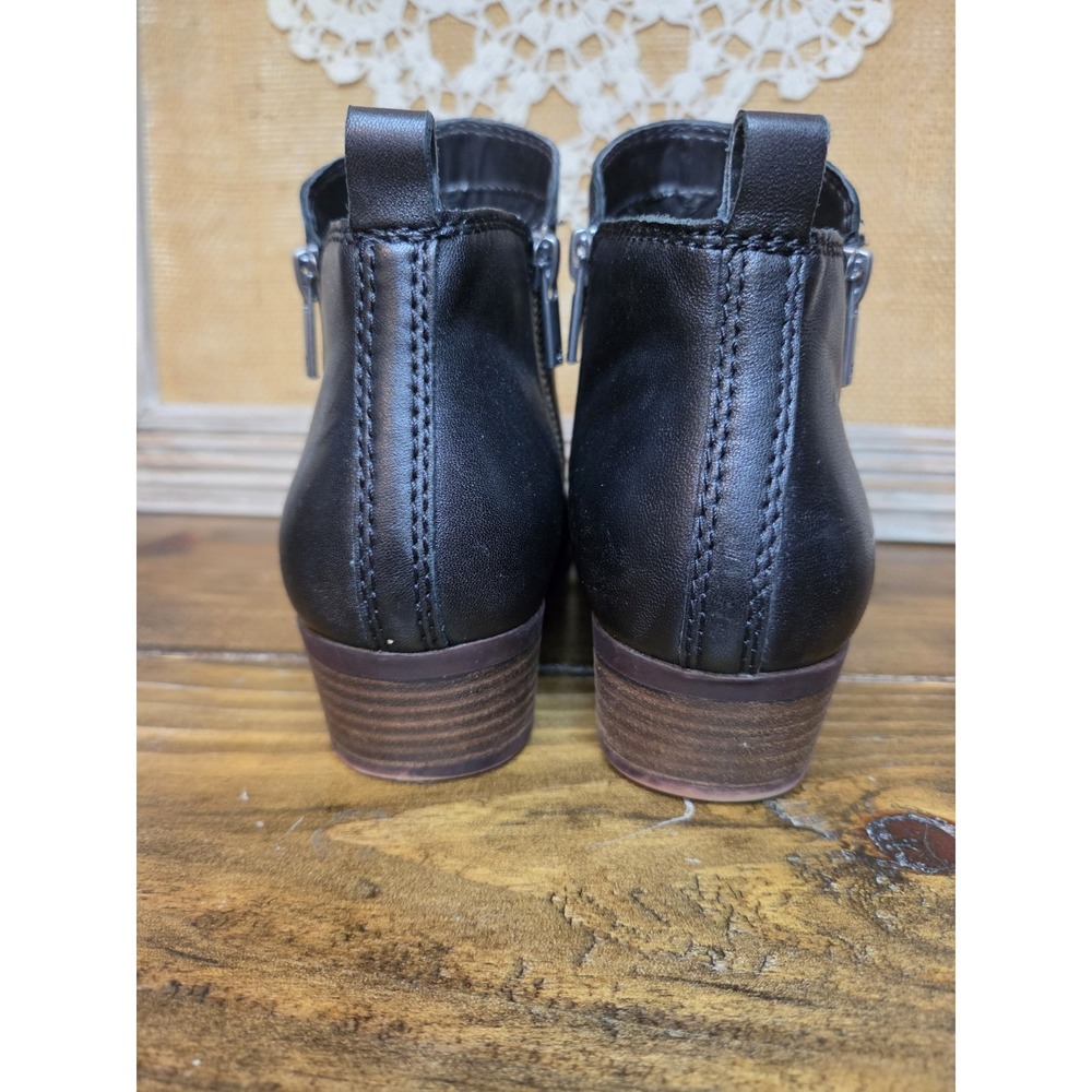 Lucky Brand Women's 7 W Black Leather Basel Moto Ankle Zip Biker Boots Booties - Picture 4 of 12